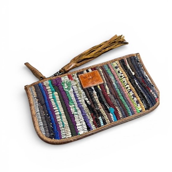 Will Leather Goods Handbags - Will Leather Goods Woven Boho Clutch Wristlet • Leather Trim • Multicolor